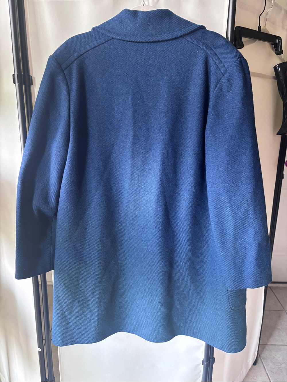 Vintage Pendleton Navy Blue Wool Duffle Coat with Green Plaid Lining - Picture 7 of 7